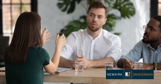 work colleagues talking