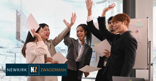 happy employees in a workplace